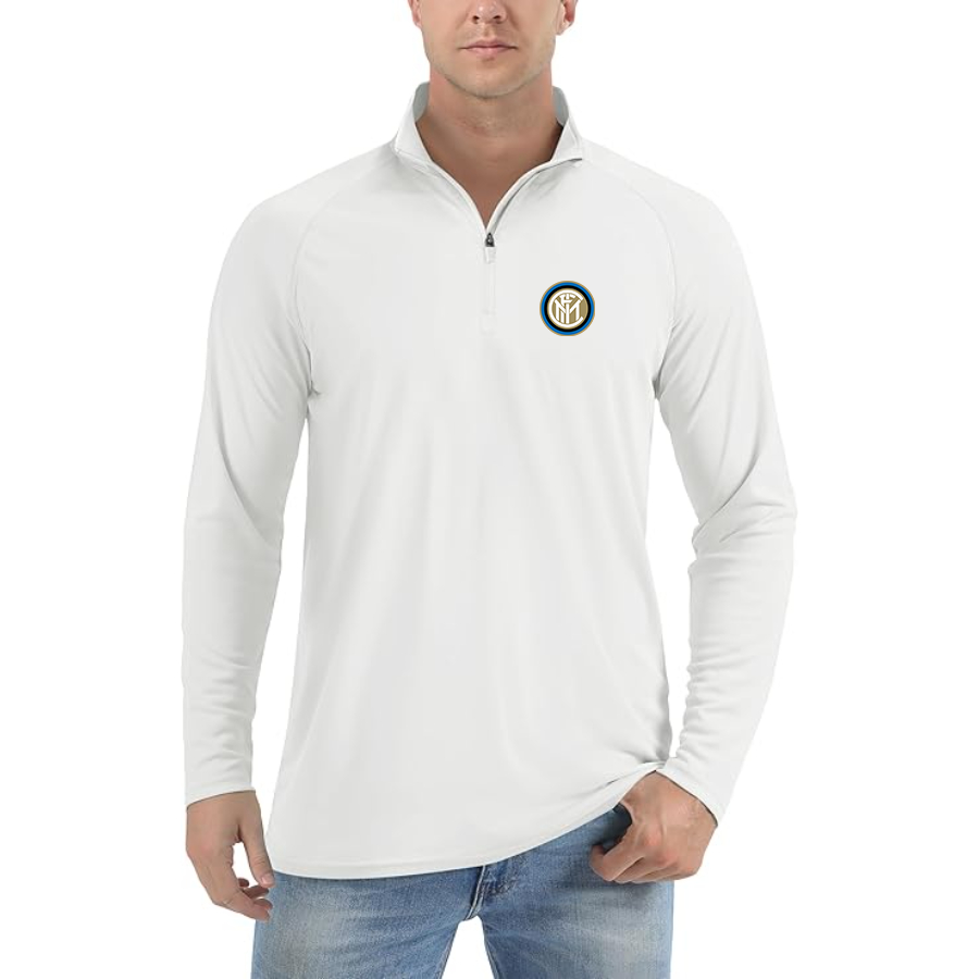 Men’s Inter Milan Soccer - Lightweight Quarter-Zip Athletic Shirt – Long Sleeve Performance Wear