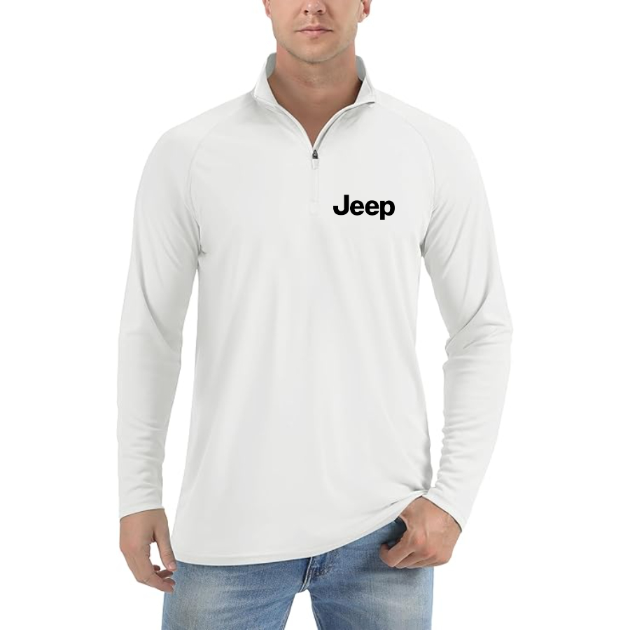 Men’s Jeep Car - Lightweight Quarter-Zip Athletic Shirt – Long Sleeve Polyester Wear